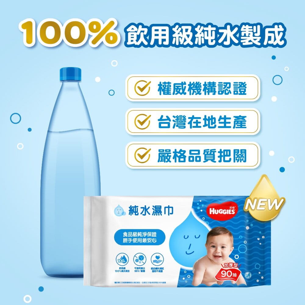 【好奇】純水嬰兒濕巾 加厚型 90抽x18包/箱