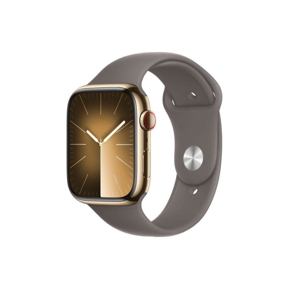 Apple Watch S9 LTE版 45mm 金色不鏽鋼錶殼；陶土色運動型錶帶 GPS +行動網路
