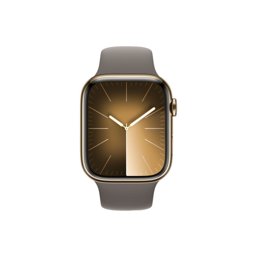 Apple Watch S9 LTE版 45mm 金色不鏽鋼錶殼；陶土色運動型錶帶 GPS +行動網路