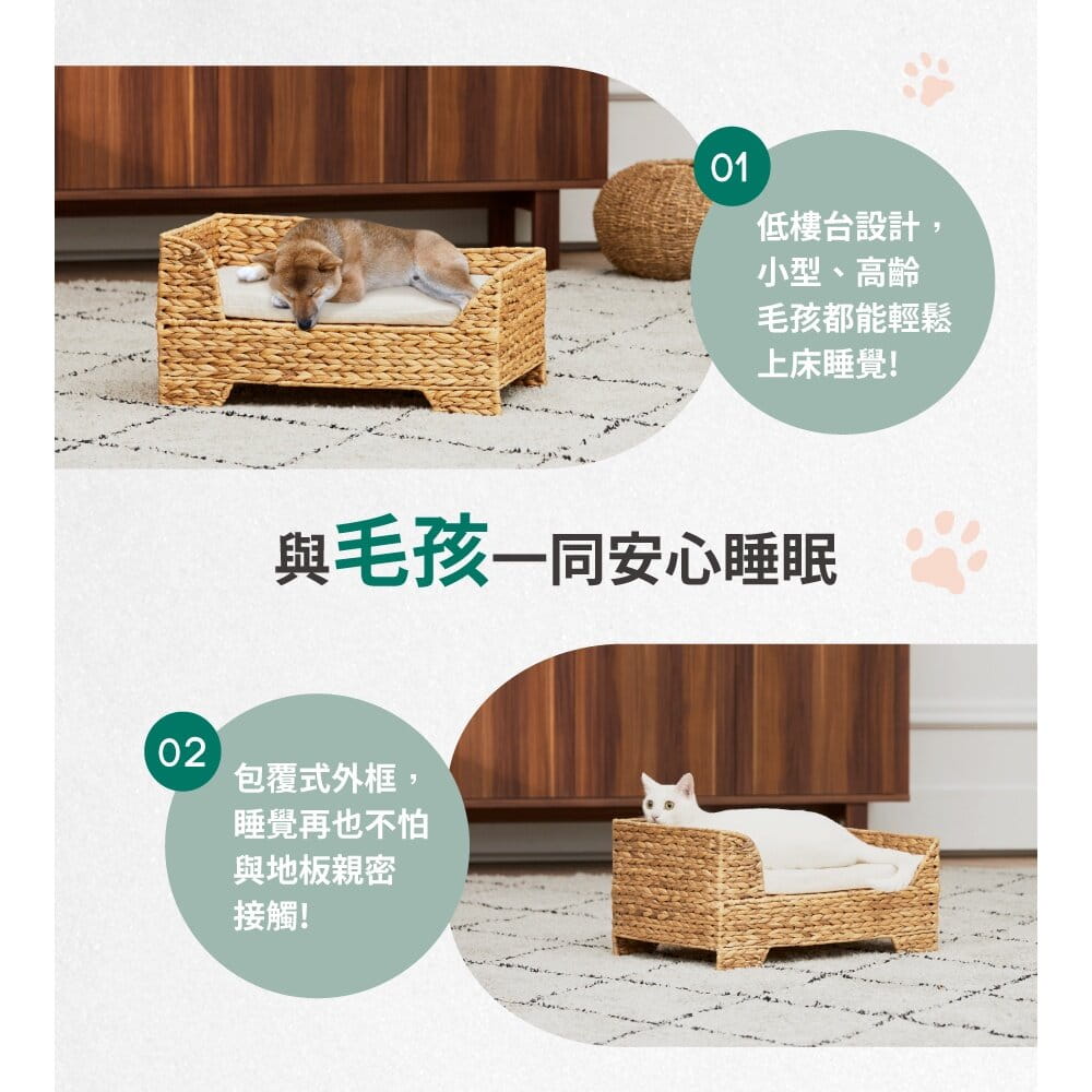 【Teamson pets】編織方形寵物床