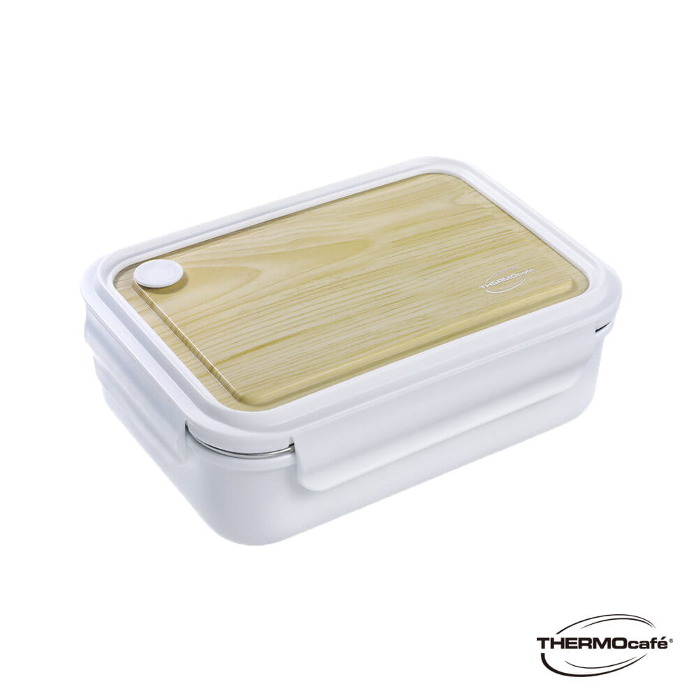 【THERMOcafe'凱菲】不銹鋼保鮮盒800ml-白色木紋TCLB-800-WT