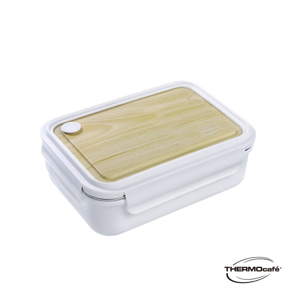 【THERMOcafe'凱菲】不銹鋼保鮮盒1000ml-白色木紋TCLB-1000-WT